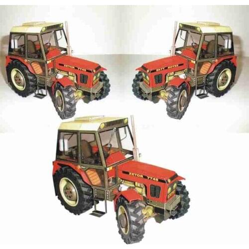 1:32 DIY Czech Zetor 7745-7211 Tractor Card Model Building Sets Manual Agricultural Machinery Car Model Educational Toy