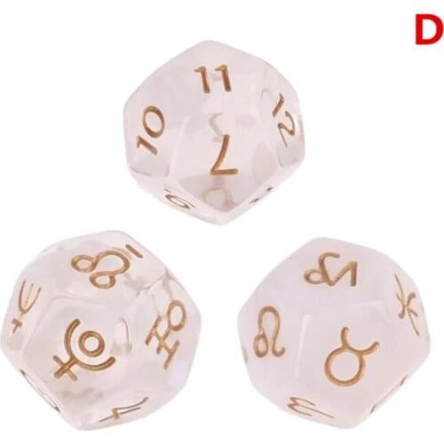 3pcs Multicolor 12 Sided Resin Dice Astrology Tarot Constellation Divination