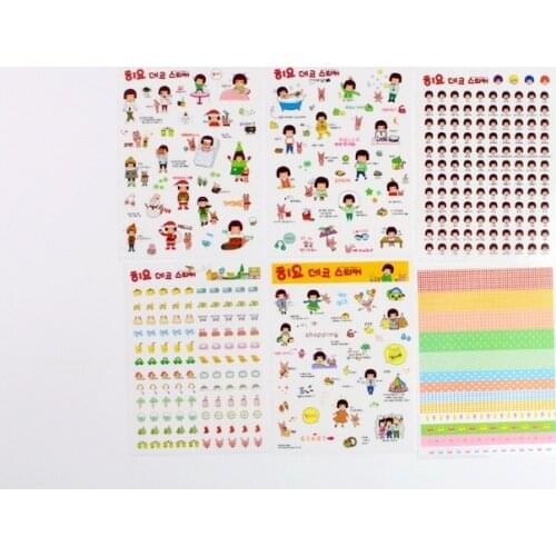 6pcs watermelon head girl pvc Transparent Organizer Calendar Diary Book Planner Sticker Scrapbook Decoration Sticker papeleria