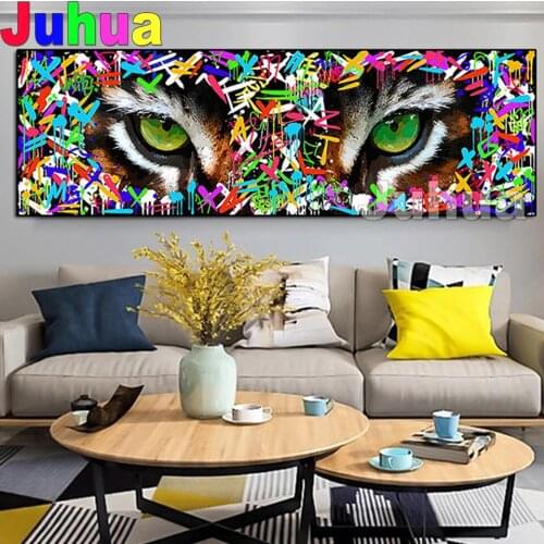 Diamond painting Animal Cat Eyes 3d cross stitch full square round diamond embroidery mosaic Mystery Gift,Tiger artwork Gift