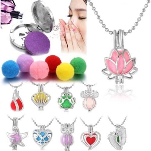 New Aromatherapy Diffuser Mini Necklace Fashion Lockets Pendant Perfume Essential Oil Aromatherapy Necklace with Pads