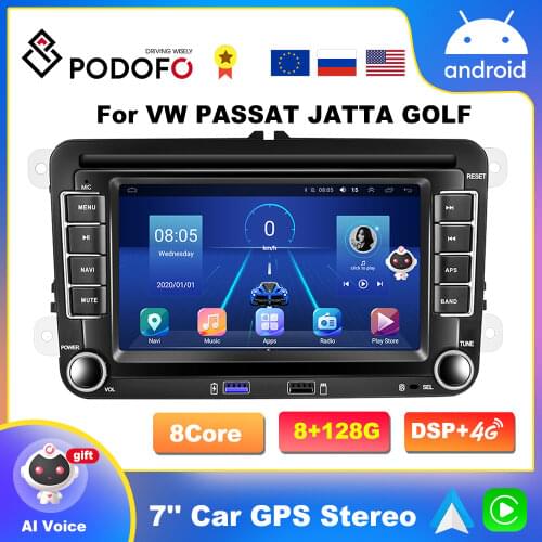 Podofo 2 din 7'' Android 10.0 Car Radio 2 DIN Car Multimedia Player For Golf/Polo/Tiguan/Passat/b7/b6/SEAT/leon/Skoda/Octavia