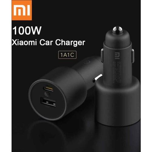Xiaomi Car Charger 100W 1A1C Fast Charging Dual-port Smart Device Fully Compatible With Light Effect Display USB Charger