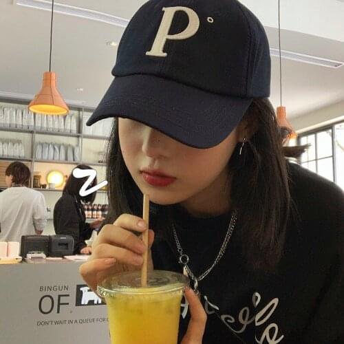 Large Letter P Soft Top Cap Female Ins Net Red Fashion Casual Baseball Cap Wholesale Summer Shade Hat Embroidery Hip Hop Cap