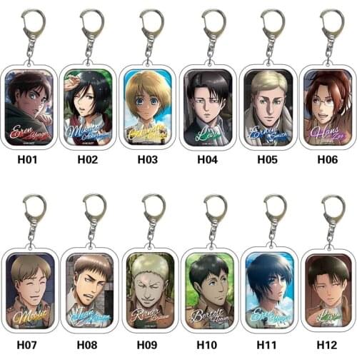 Attack On Titan Pendants Keyrings Anime Cartoon Figure Levi Ackerman Eren Armin Car Key Chains Keychain Jewelry