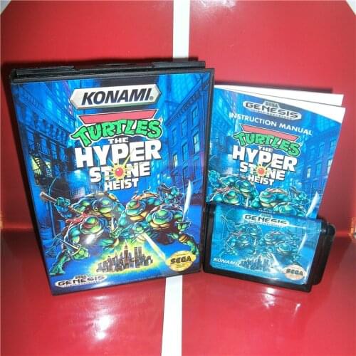 Turtles The Hyper Stone Heist US Cover with Box and Manual for MegaDrive Video Game Console 16 bit MD card
