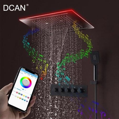 DCAN Music Natural SPA Massage 16 inch Shower Ceiling Square Led Waterfall Rain Shower Smiley Music Shower