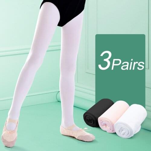 Kids Girls Dance Tights Black White Pink Women Stockings Ballet Microfiber Pantyhose 3 Pairs 80D