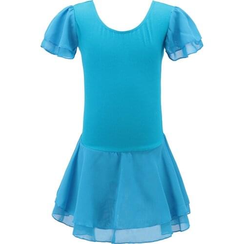 New Style Children Girl Ballet Dance Dress Short Sleeve Ballet Tutu Kid Practice Clothes Girls Ballet Dance Performance Clothing