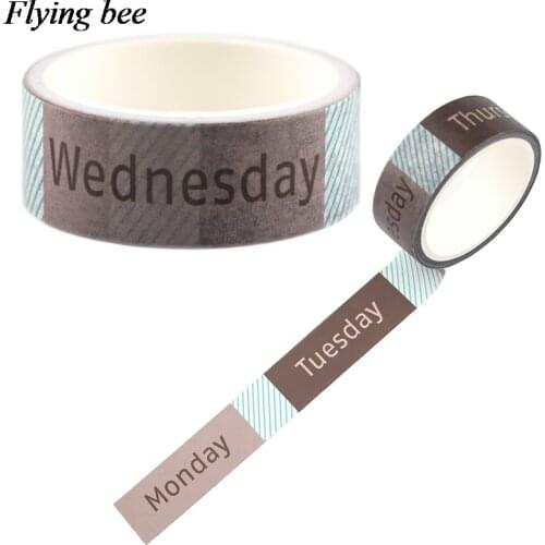 Flyingbee 15mmX5m Week period Washi Tape Paper DIY Decorative Adhesive Tape Stationery Unique Masking Tapes Supplies X0691