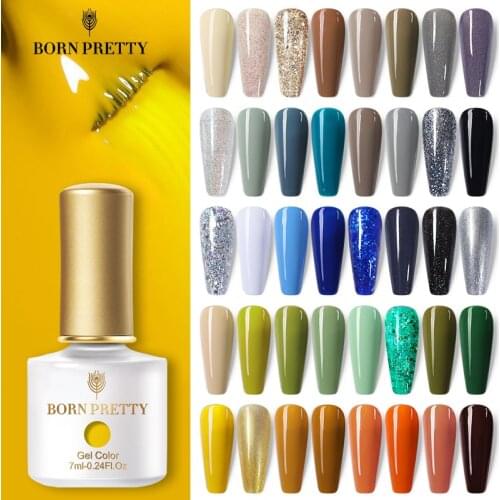 BORN PRETTY 72 Colors Gel Nail Polish Bright Color Glitter Sequins Soak Off UV Gel Polish Nail Art Design Varnish Semi-Permanent