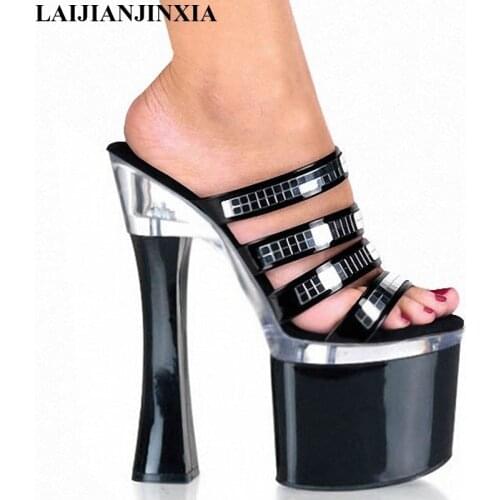 LAIJIANJINXIA Party Women New Sexy Pole Dance Shoes 18 CM High-Heeled Shoes 7 inch Cross Ankle-Strap High-Heeled Dance Slippers