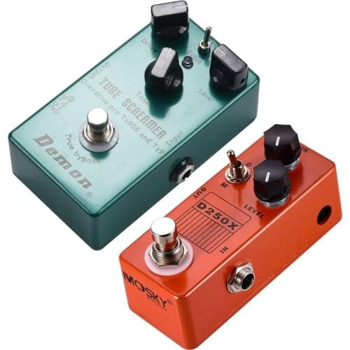 MOSKY 2 Pcs Tube Screamer Overdrive Pro Vintage Electric Guitar Effect Pedal Green & Orange