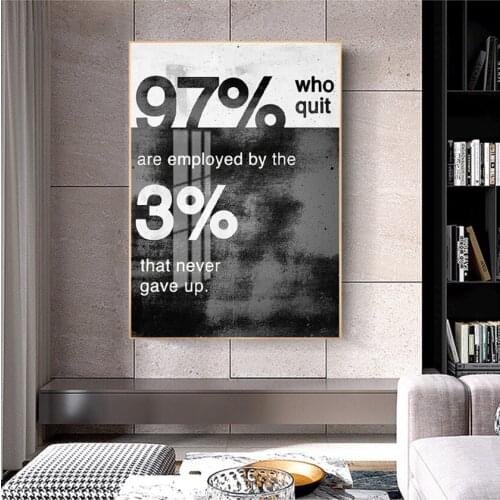 Wall Picture Home Decor Motivational Canvas Never Gave Up Black and White Motivational Poster Art Canvas painting