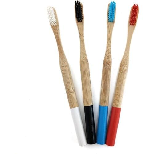 Natural Bamboo Handle Toothbrush Rainbow Colorful Whitening Soft Bristles Bamboo Toothbrush Eco-friendly Oral Care