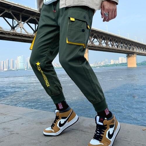 2020 New Autumn and Winter Clothing Mens Pants Overalls Mens Beam Foot Trend Multi-pocket Straight Loose Korean Version