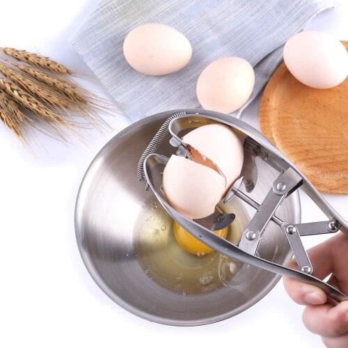 Stainless Steel Raw Egg Opener Portable Egg Shell Breaker Eggshell Cutter Eggs Opening Separator Egg Stripper Quick Egg Opener
