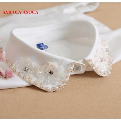 Autumn Winter Fashion Manual Diamond Detachable Collar Women All Match Sweater White Shirt Fake Collar For Girls A286