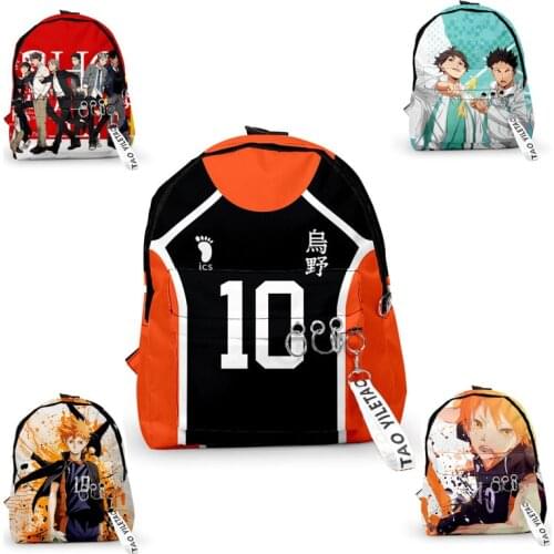 Haikyuu Bag Schoolbag 3D Printing Anime Karasuno High School Volleyball Club Hinata Shyouyou Cosplay Backpack For Men Women