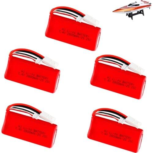 Upgraded 7.4V 2800mAh 2S 25C Replacement Lipo Battery EL-2P Plug for Feilun FT009 RC Boat Spare Parts 7.4V High Capacity battery