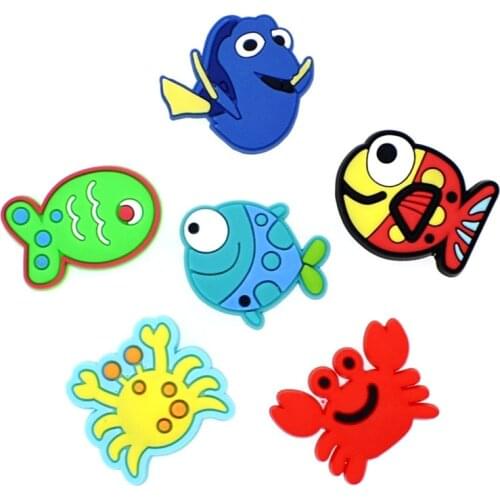 Fish Shoe Decoration Buckle Charms cute starfish crab jbz for croc Bracelets kids birthday Gifts drop shipping wholesale