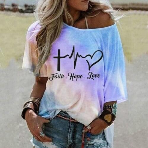 Women Tie Dye T Shirts Harajuku Gradient Print Loose T-shirts Off Shoulder Short Sleeve Tops Tee Summer Casual Oversized T Shirt