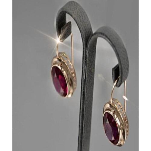 1 Pair Red Diamond Women Earrings Fashion Lady Party Decoration Jewelry Metal Jemstone Drop Ear Rings