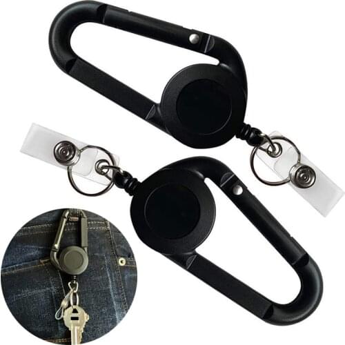 1PC Lanyard Clip Key Ring ID Card Key Chain Retractable Pull Name Tag Recoil Badge Belt Rope Holder Heavy Duty Keychain