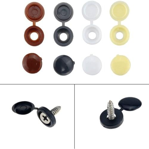 100PCS Practical Hinged Plastic Screw Fold Snap Protective Cap Button Nuts Cover Bolts Protect Furniture Exterior Decor Hardware