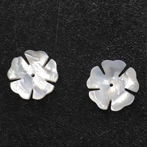 16mm New Style White MOP Mother of pearl Shell Beads Carved Flower focal Drilled Beads Charms 10 pieces/lot