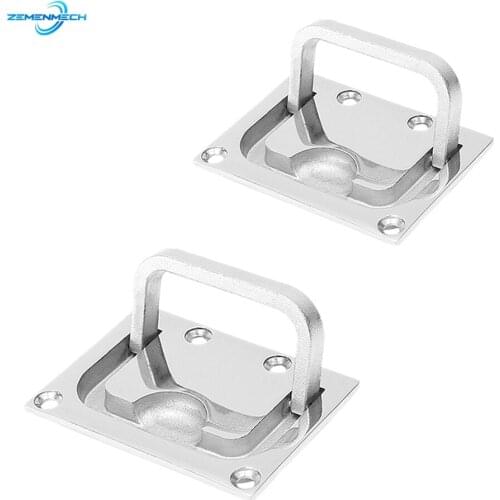 2PCS Deck Latch 316 Stainless Steel Flush Lift Ring Latch Pull Handle Locker Cabinet Marine Hardware Boat Accessories Floor Lock