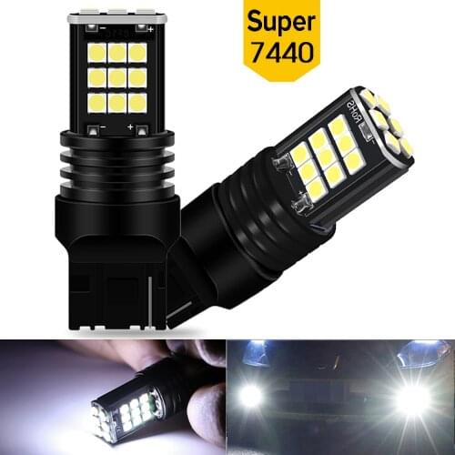 2x 7440 T20 W21W LED Car Reverse Light Canbus No Error 1156 BA15S P21W P21/5W LED Bulbs For Toyota Buick Chevrolet Jeep 6000k