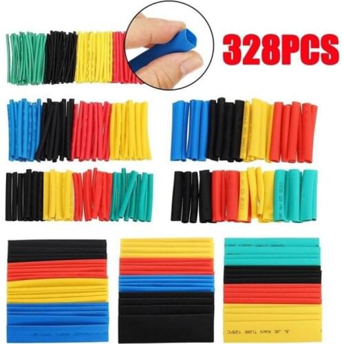 328pcs/Set Polyolefin Shrinking Assorted Heat Shrink Tube Wire Cable Insulated Sleeving Tubing Set 2:1 Waterproof Pipe Sleeve