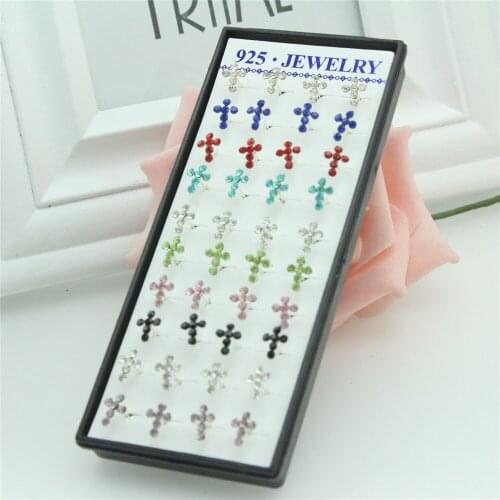 40ps/combo Free shipping jewelry Color, orange cross woman silver earrings The cross silver earrings Crystal earrings