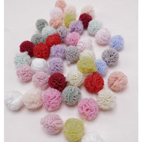 50Pcs 15mm Elastic Net Yarn Flower Ball Lace DIY Gauze Elastic Pompoms Craft Plush Mesh Pendant Hairpins Jewelry Making Accessor