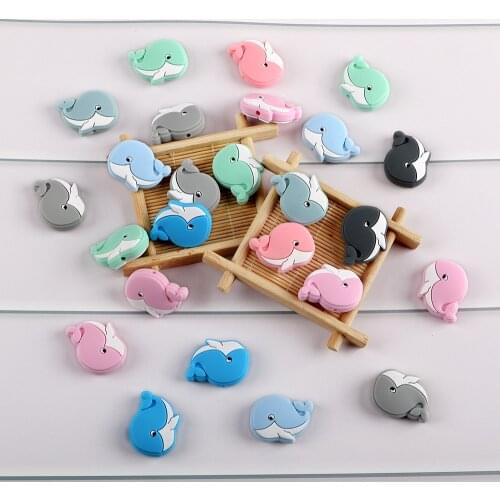 Kovict 50Pcs Whale Silicone Beads Baby Oral Cavity Tooth Care Teething Ring Toy Pacifier Chain Food Grade BPA-Free