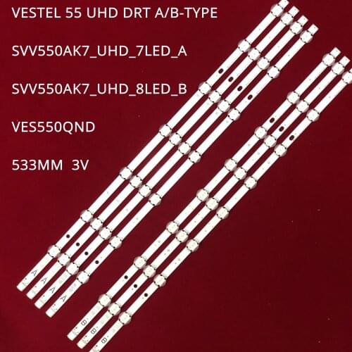 533mm 3v LED backlight for VESTEL 55" UHD DRT A/B-Type REV01 SVV550AK7-UHD-7LED 1set=7pcs(4A+3B)