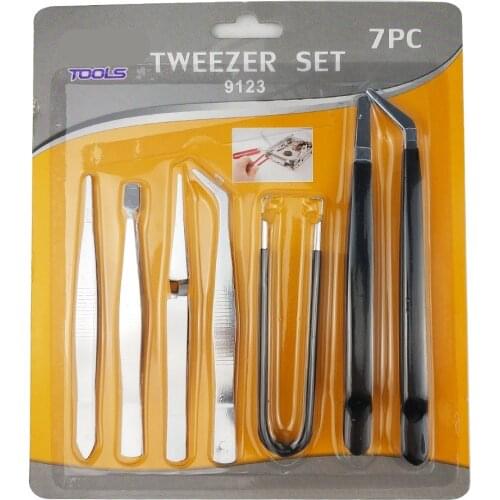 7Pcs Anti-static Stainless Steel Tweezers Maintenance Tools Industrial Precision Curved Straight Tweezers Repair Tools
