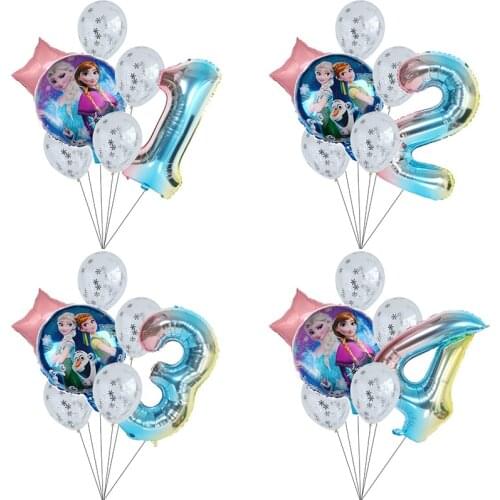 7pcs Frozen Party Snowflake Confetti Latex Balloon Set Adult Kids Birthday Party Decor Baby Shower 32inch Number Balloons Globos