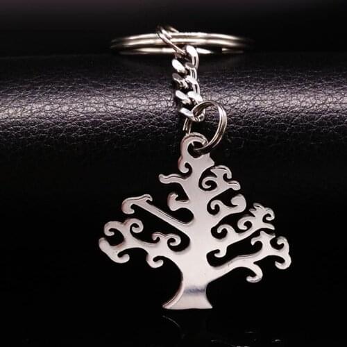 Tree of Life Stainless Steel Key Chain Women Silver Color Keyring Bag Accessories Jewelry llaveros mujer K612121