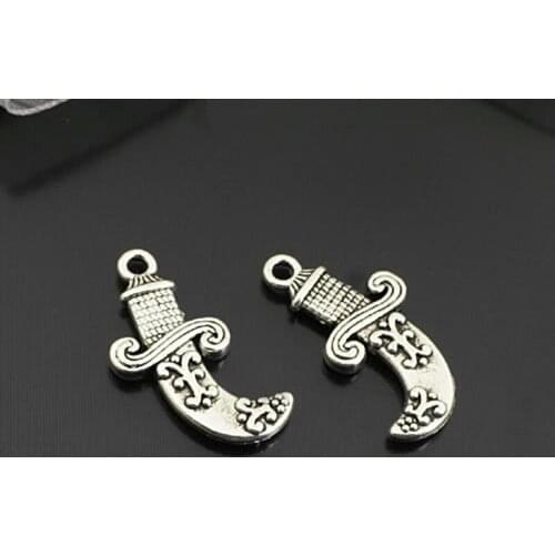 C159)30 pieces 24x12mm Antique Silver Zinc Alloy Knife Charms Pendants Diy Jewelry Findings Accessories Wholesale
