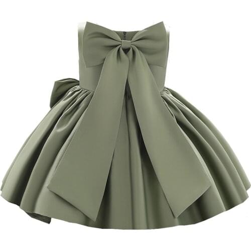 Girls 1 Year Birthday Party Dresses Luxury Bow Toddler Baby Ball Gown Performance Baptism Children Kids Clothes