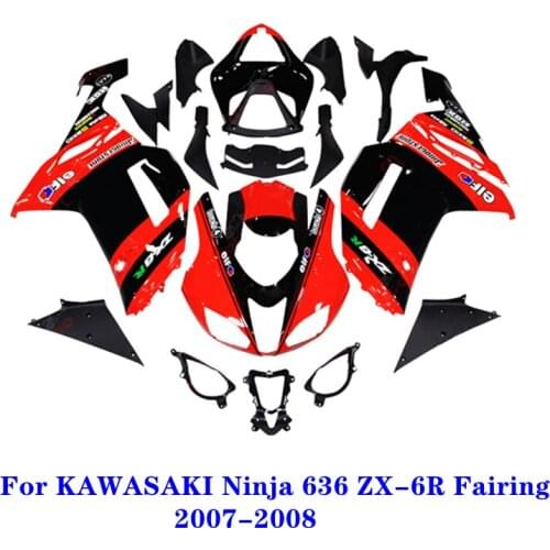 For KAWASAKI Ninja 2007 - 2008 ZX6R Motorcycle Fairing Kit ZX 6R 636 07-08 Red Yellow BodyworksInjection Mold ABS Fairings Kit