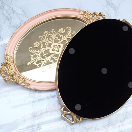 European retro court style resin tray luxurious sense carved hand painted mirror tray tea tray wedding decoration