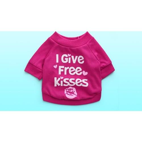 Fashion dogs cats "I Give Free Kisses " printed t shirt spring summer pet dog cat vest clothes 1pcs XS S M L