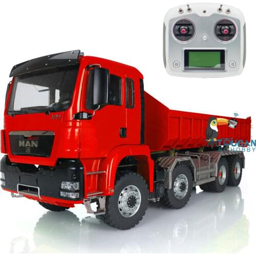LESU RC Dumper Roll On/Off Truck 1/14 Scale MAN TGS 8x8 Hydraulic Sound With Radio Painting Red THZH0345