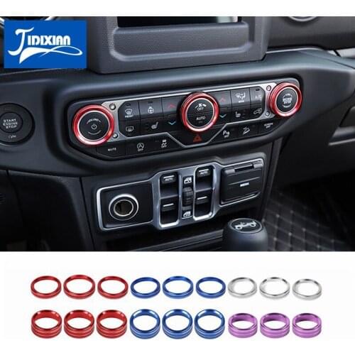 MOPAI Car Interior Air Conditioning Switch Knob Button Decoration Cover Ring for Jeep Wrangler JL 2018+ Car Accessories