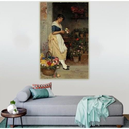 The fairest rose by Eugene de Blaas Canvas Artwork Oil Painting Aesthetics Picture Backdrop Wall Hanging Decor Home Decoration