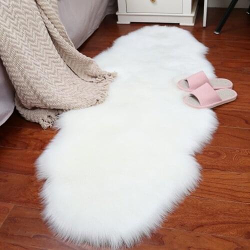 Artificial wool carpet long hair rug chair decorative blanket bedroom carpet bedside bed white faux sheep skin fur rug tepetes