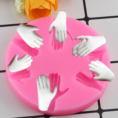 Mujiang 3D Human Hand Silicone Molds Party Cupcake Fondant Cake Decorating Tools Clay Candy Gumpaste Chocolate Moulds